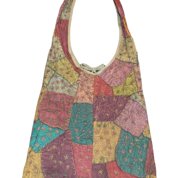 India Town Large Tie Closure Hippie Hobo Crossbody Boho Bag - Picture 4 of 11